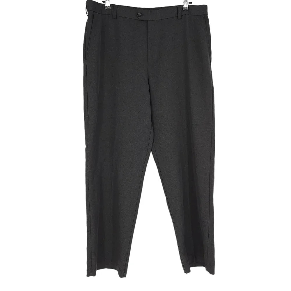 IZOD Golf Pants Dark Gray Straight Leg Flat Front Lightweight - Picture 1 of 8